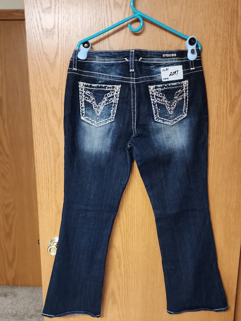 Vigoss Dark Blue Bootcut Jeans with Embellished Back Pockets 10x30 number 2097